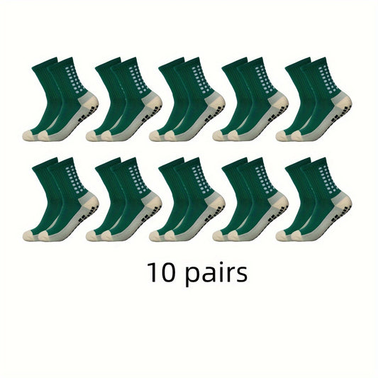 10 Pairs Men's Mid Crew Sport Socks Nylon Blend Breathable Sweat-Absorbing