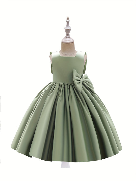 Flower Girl Dress with Big Bow Front and Back for Gorgeous Look