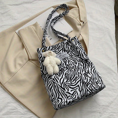 Cow Pattern Shoulder Bag Nylon Handbags Reusable Shopping Bag