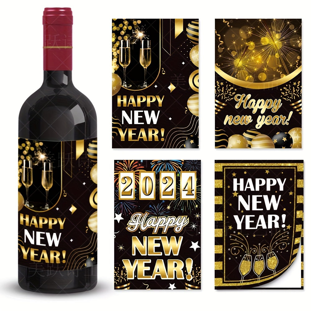 8pcs Happy Year Bottle Sticker Party Decoration