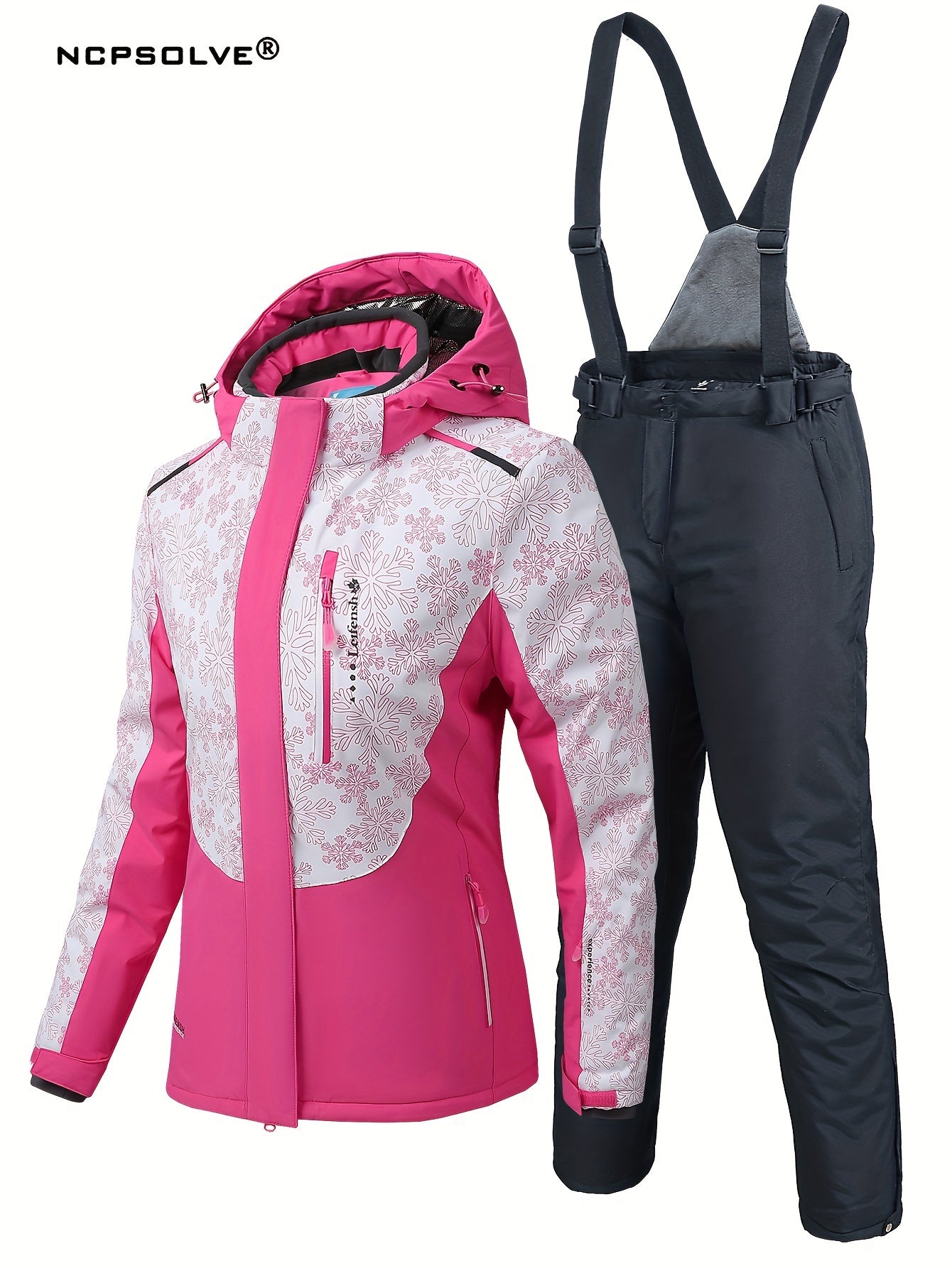 Snowflake Print Ski Set Jacket & Windproof Trouser Women's Activewear