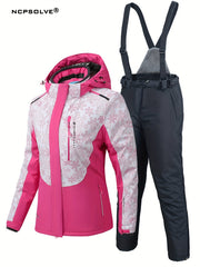 Snowflake Print Ski Set Jacket & Windproof Trouser Women's Activewear
