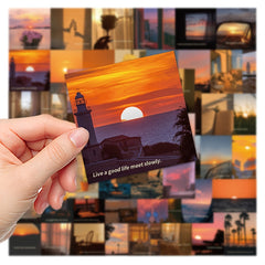 60pcs Sunset After Sunset High value Landscape Stickers DIY Waterproof Stickers
