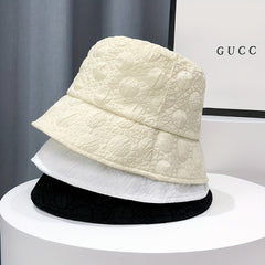 Chiffon Embossed Thin Bucket Hat Solid Breathable Sun Hat