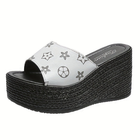 Women's Wedge Slide Sandals Open Toe Slip On Shoes Platform Shoes