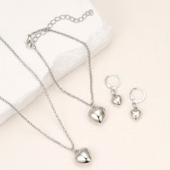 Heart Jewelry Set Pendant Necklace Bracelet Earrings for Women
