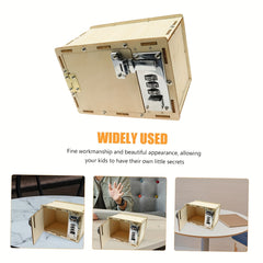 DIY Wooden Mechanical Lock Box Puzzle with Secure Metal Latch Yellow