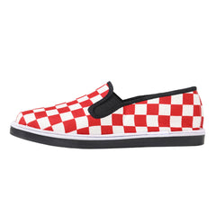 Women's Checker Pattern Canvas Shoes Slip On Flat Loafers