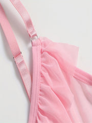  Sexy Ruffle Trim Mesh Bra & Panty Set