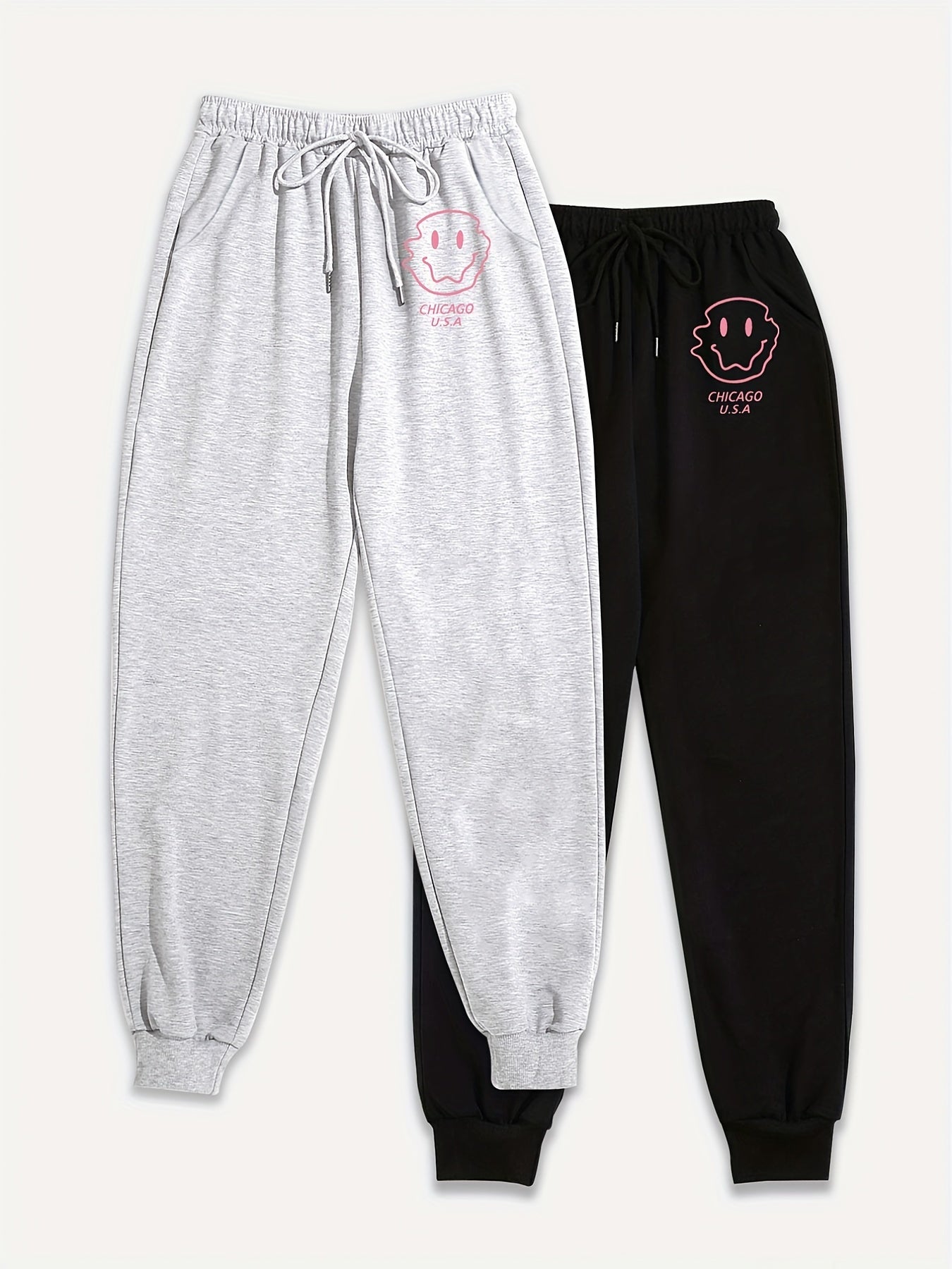 2 Pack Women's Plus Graphic Print Joggers Set