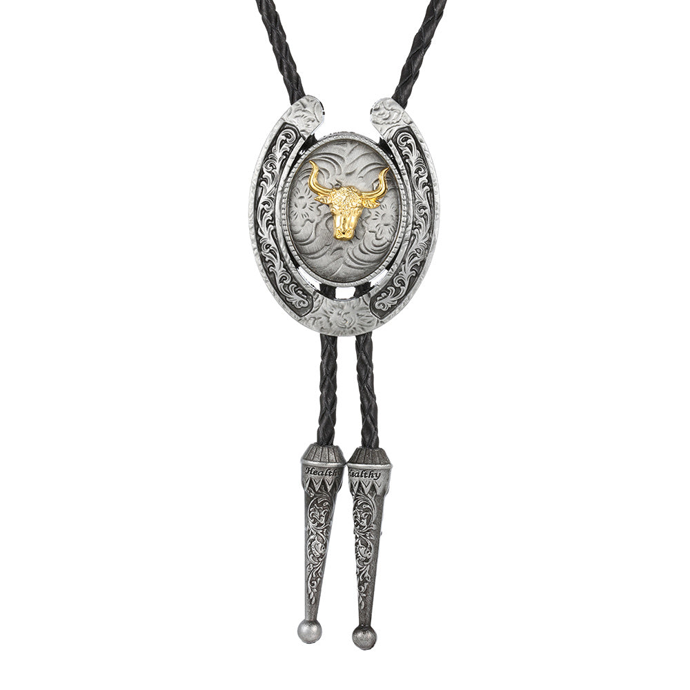 Novelty Metal Necktie Necklace Animal Ox Head Horse Head Eagle Head