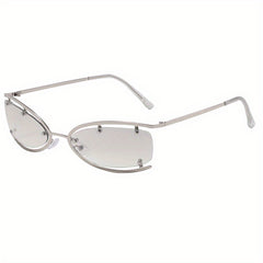 Metal Rimless Sunglasses Men's Punk Sunglasses Sunglasses With Glasses Case