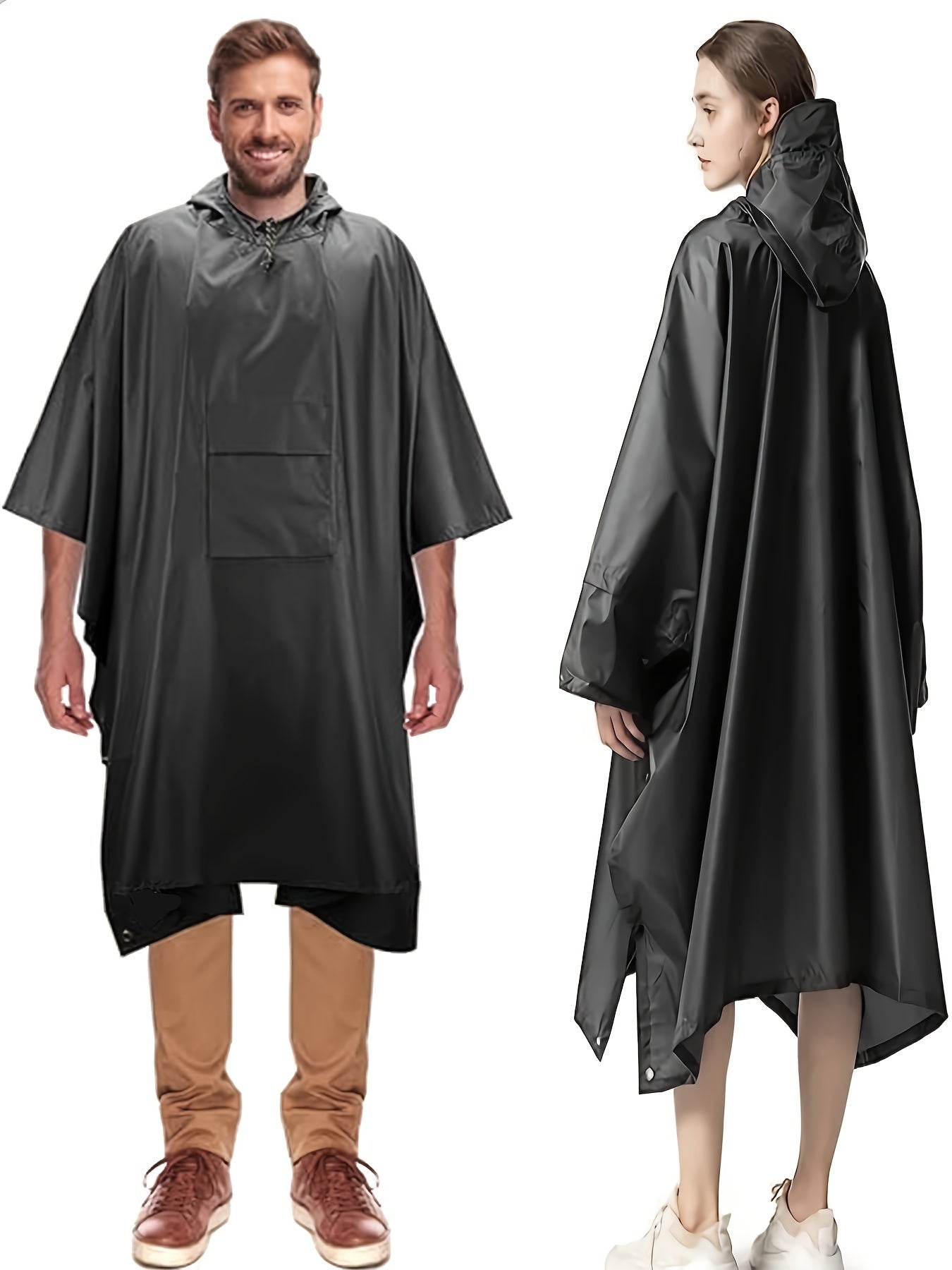 Men's Outdoor Hooded Rain Poncho Waterproof Lightweight Raincoat