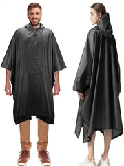Men's Outdoor Hooded Rain Poncho Waterproof Lightweight Raincoat