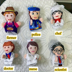3 Pack Occupation Finger Puppets Set for Kids Storytelling