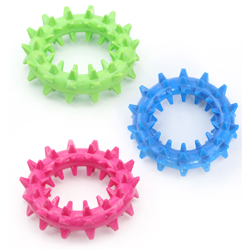 Durable Spiked Ring Pet Toy with Audible Teething Sound