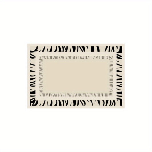Modern Line Pattern Faux Cashmere Mat Non Slip Floor Rug