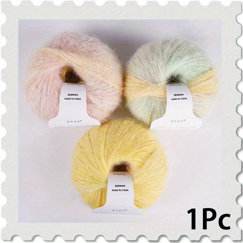 Rainbow Dyed Mohair Yarn for DIY Knitting 2pcs