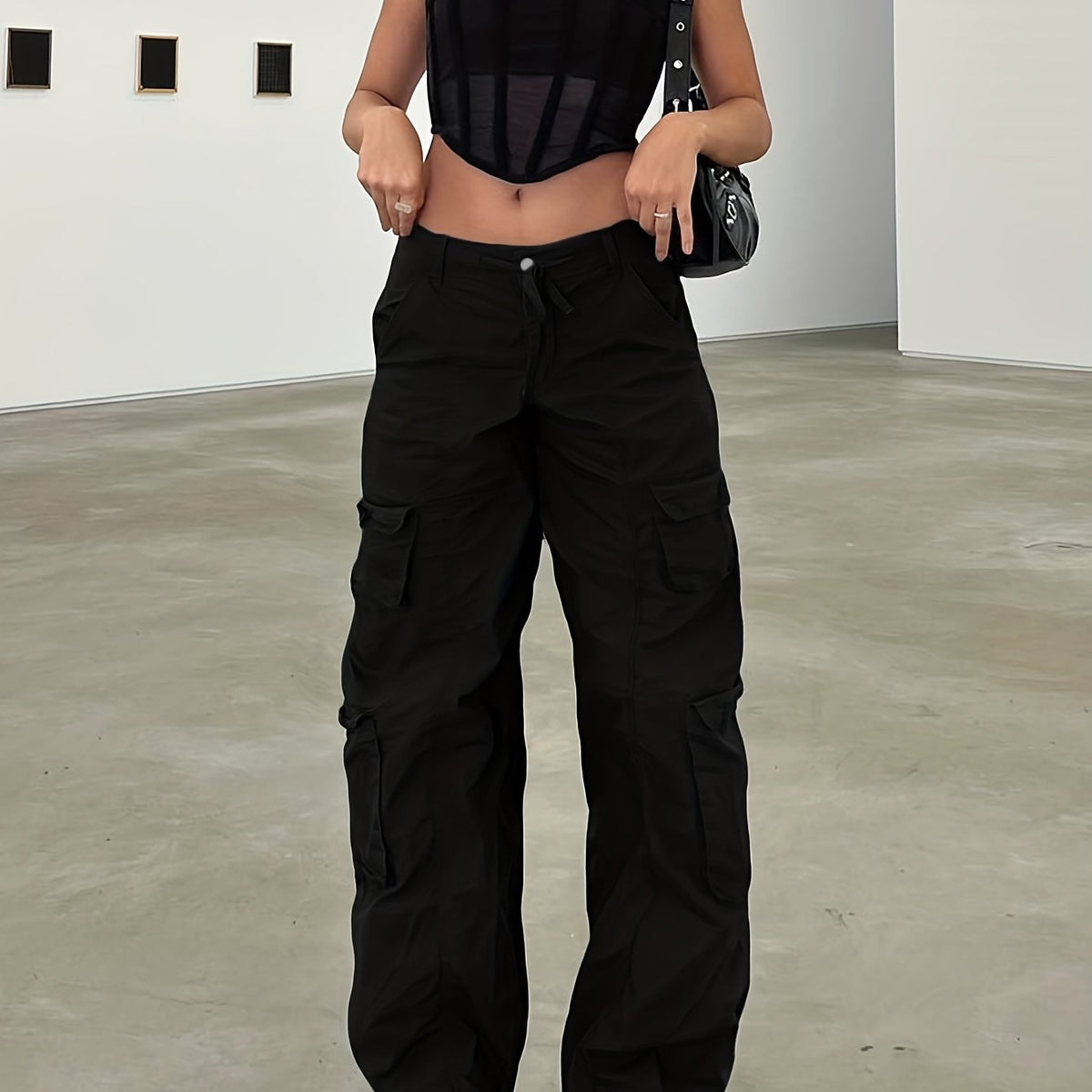 High Waist Vintage Cargo Pants For Hiking Streetwear