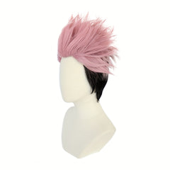 2 Tone Pink Cosplay Wigs Synthetic Hair Replacement + Wig Cap