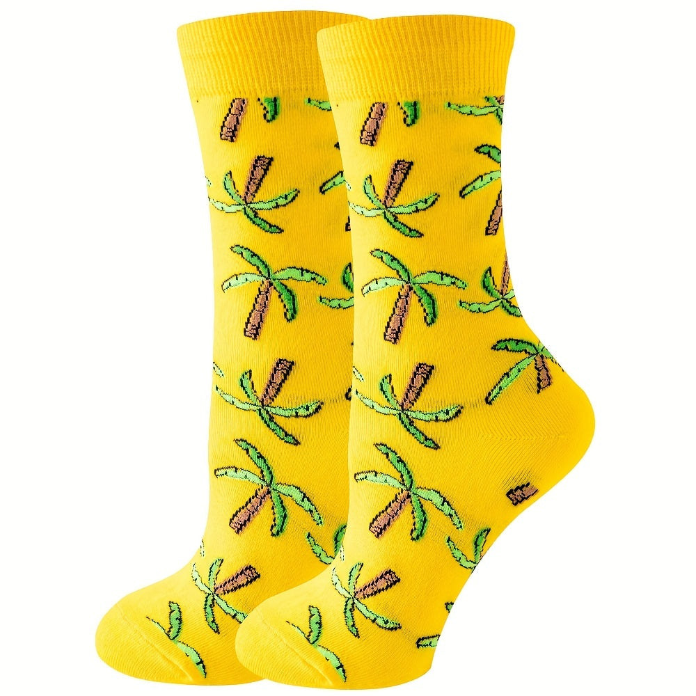 Coconut Tree Print Socks Women's Stockings