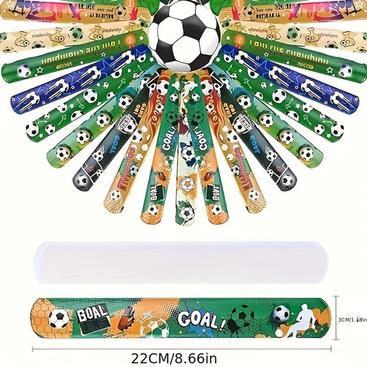 Soccer Slap Bracelets 12pcs Football Designs Wristbands Party Favors