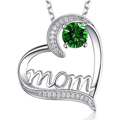 Heart Shape Rhinestone Mom Pendant Necklace Mother's Gift For Women