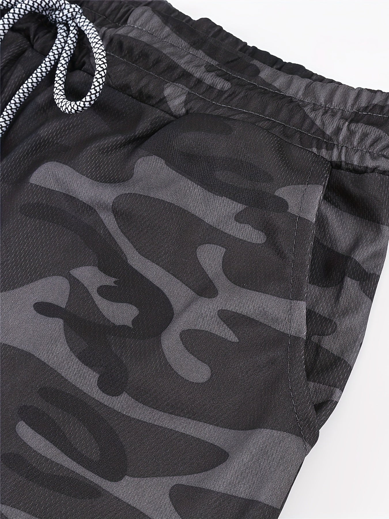 Men's Camo Gym Running Shorts Active Stretch Drawstring Workout Bottom