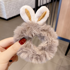 4pcs Girls Plush Rabbit Ears Hair Tie Hair Bands Hair Accessories