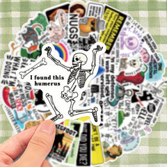 50pcs Humorous Satirical Text Stickers for Phones Computers Luggage