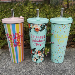 30oz Stainless Steel Vacuum Insulated Cup with Straw