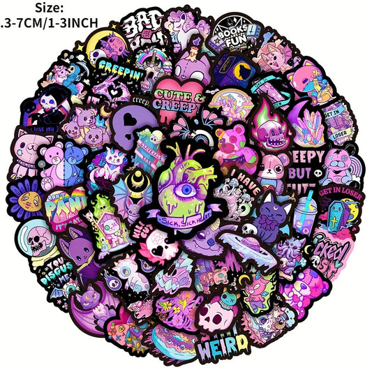 100pcs Gothic Doodle Stickers Waterproof PVC Stickers for Notebook Skateboard