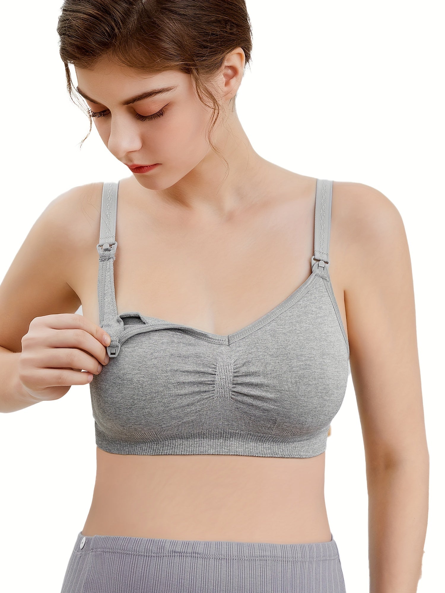 Maternity Nursing Bra No Steel Ring One Handed Release Buckle