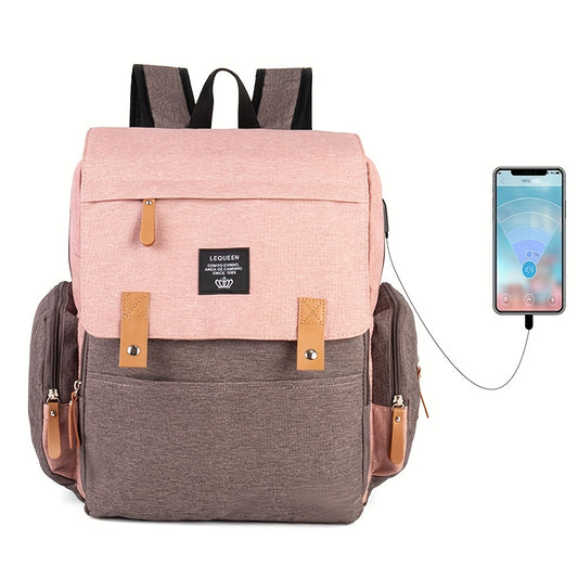 LEQUEEN Diaper Bag Stylish Baby Care Backpack for Mommy On the Go