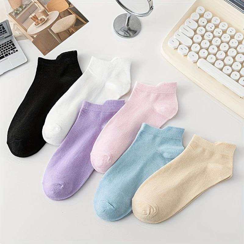 6 Pairs Solid Socks Comfy & Breathable Women's Stockings & Hosiery