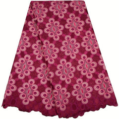 African Cotton Lace Fabric With Rhinestones 4.57m