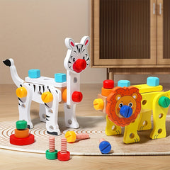 Wooden Toolbox for Kids Nut Screw Assembly Educational Toys