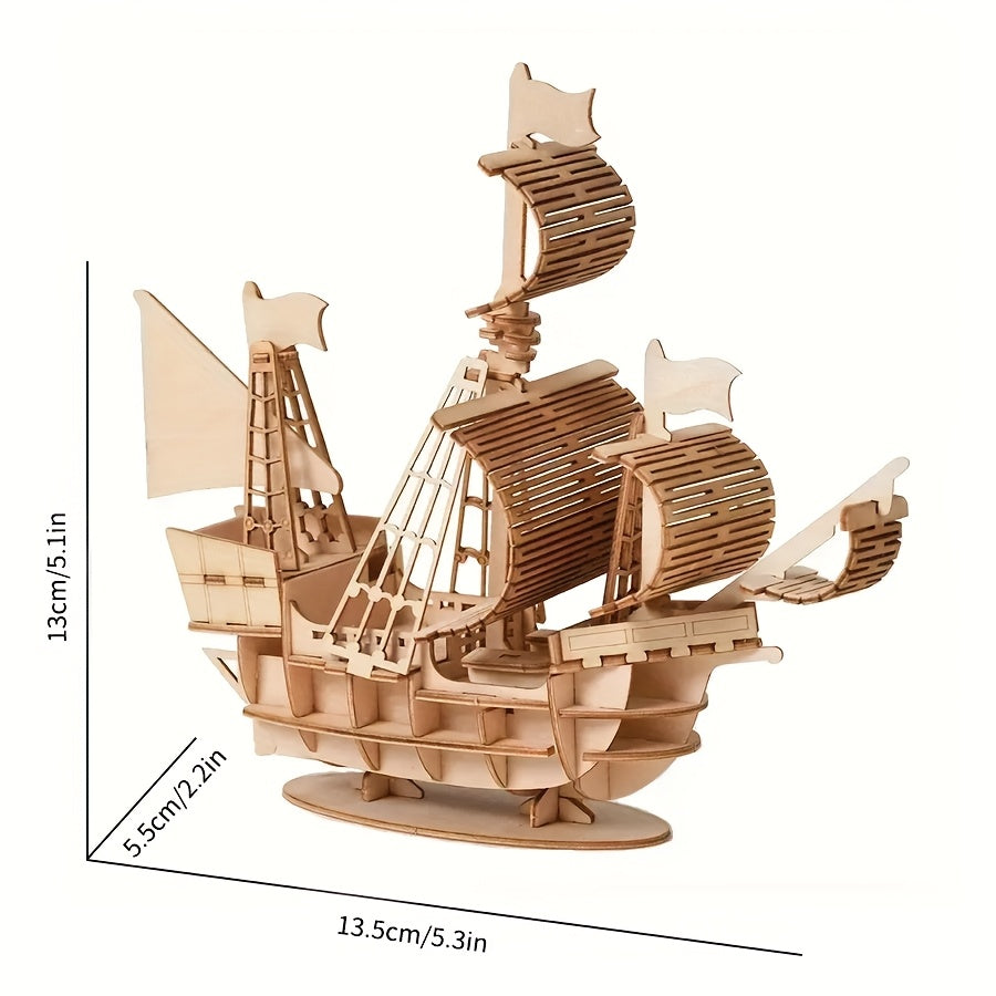 3D Wooden Puzzle Sailboat DIY Toy Office Decor Christmas Birthday Gift
