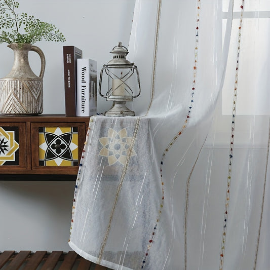 Colorful Embroidered Sheer Curtains for Home Decor