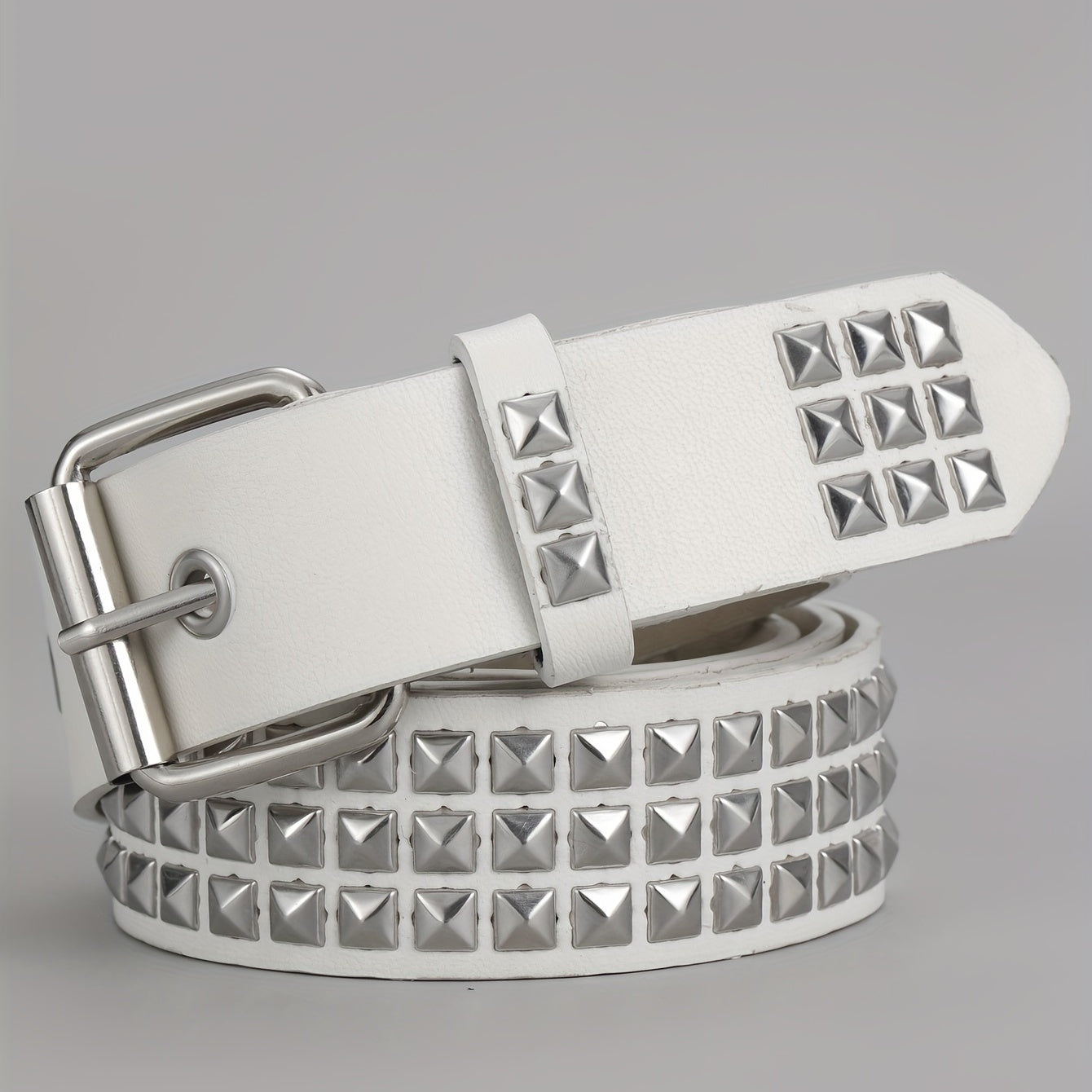 Men's Pin Buckle Belt Punk PU Leather Studded Jeans Waist Strap