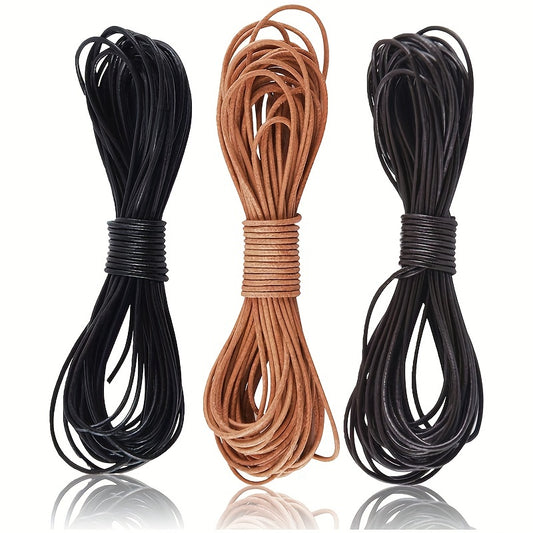1 Yard Cowhide Round Leather Cords Rope String DIY Jewelry Making Khaki