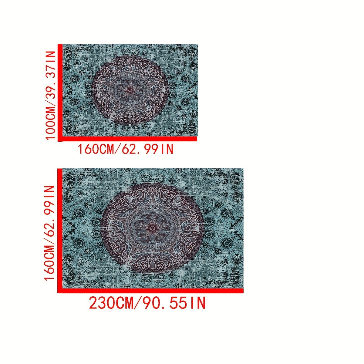 Vintage Boho Area Rug Distressed Non-slip TPR Base Soft Polyester Fiber Mat