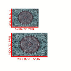 Vintage Boho Area Rug Distressed Non-slip TPR Base Soft Polyester Fiber Mat
