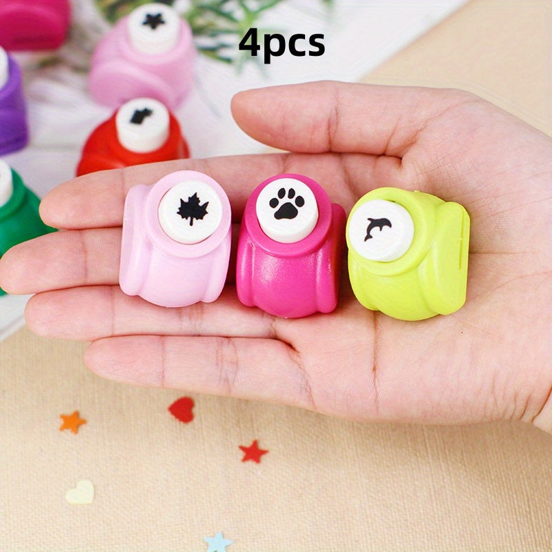 4pcs Craft Hole Punch Shape Set DIY Scrapbook Hole Puncher Mini Craft Punch