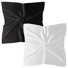 2pcs Solid Satin Bandana Silky Neck Scarf Hair Wrap Classic Square Scarf