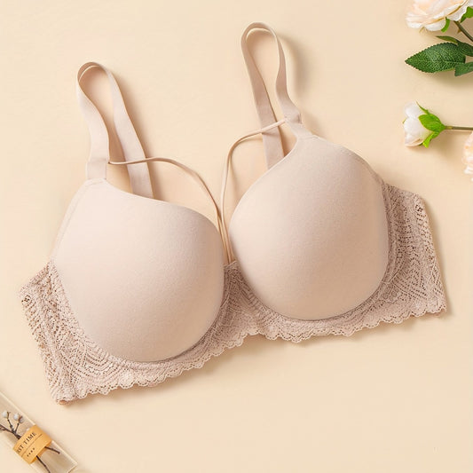  Sexy Bra Solid Lace Molded Cup High Stretch Comfort Bra