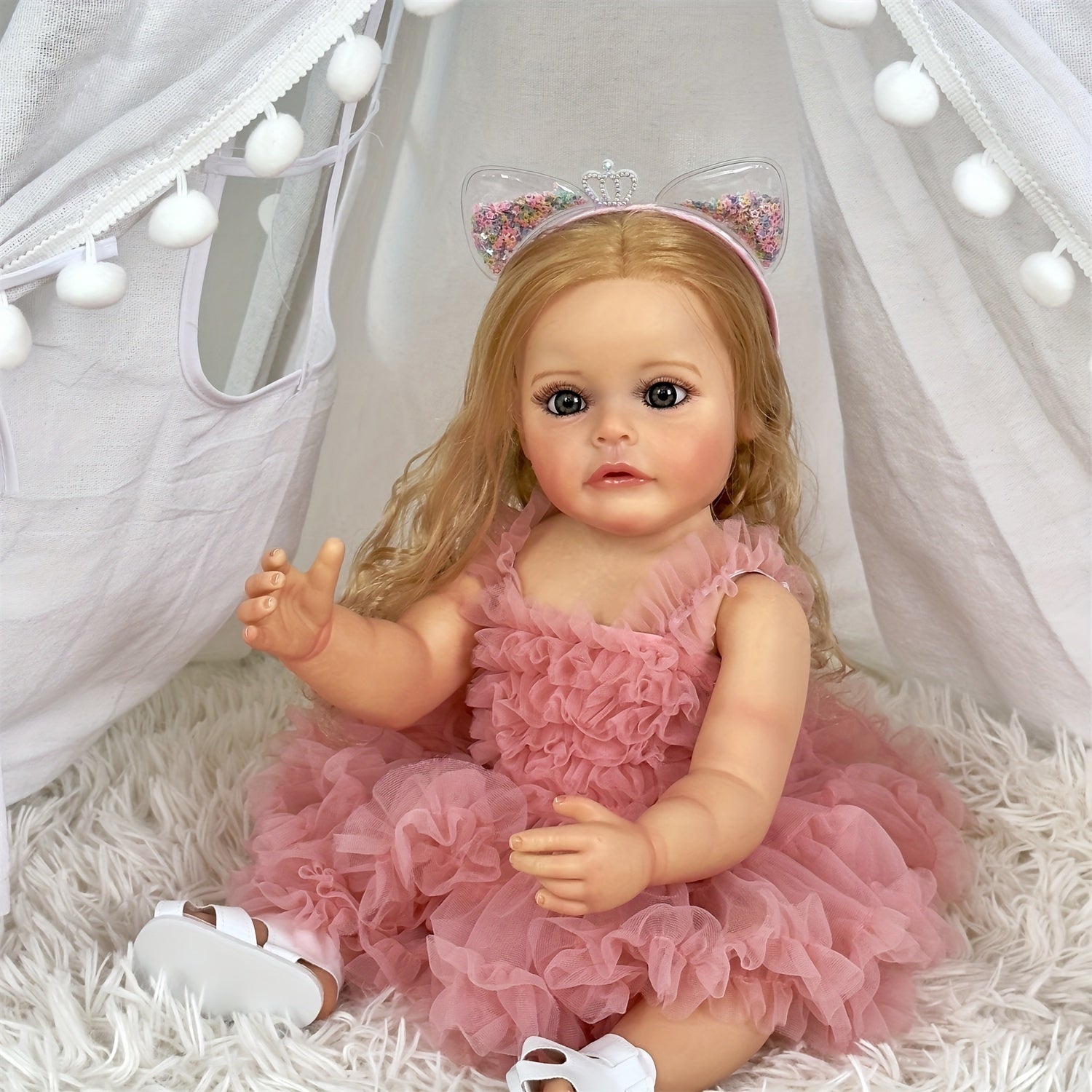 22" Full Vinyl Silicone Reborn Little Princess in Pink Dress