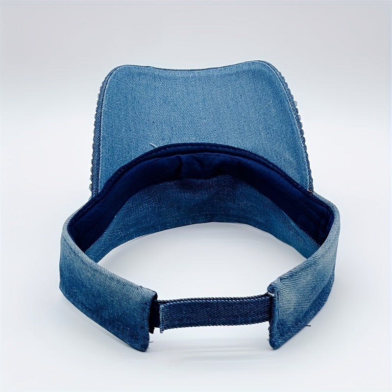 Rhinestone GIRL Sun Visor Hat Denim Baseball Cap