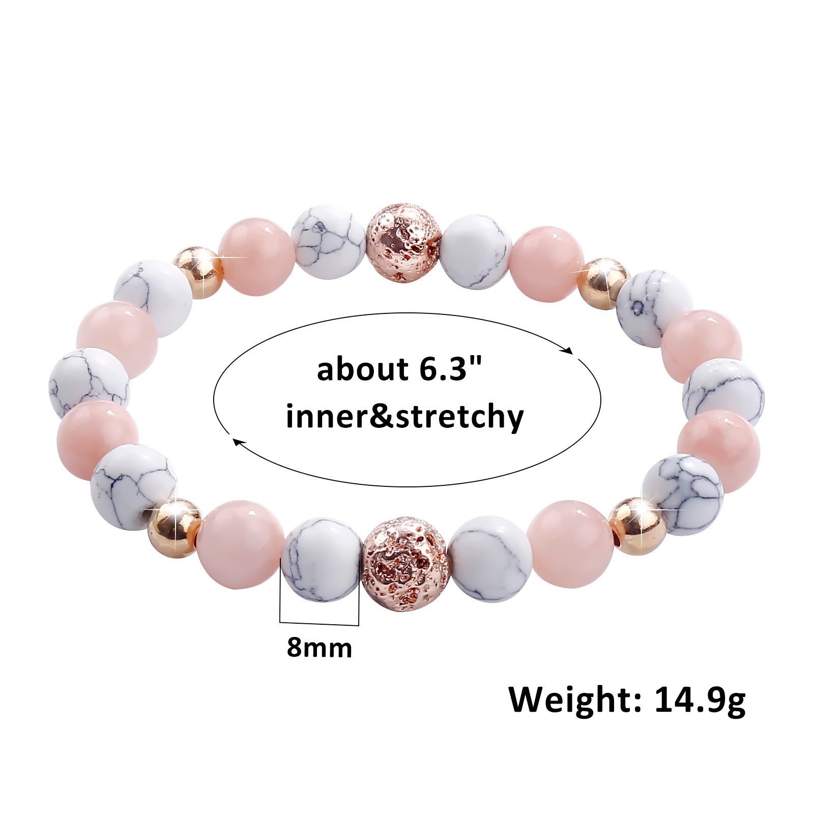 Rose Quartz Beaded Chakra Bracelet Gemstone Healing Crystal Jewelry