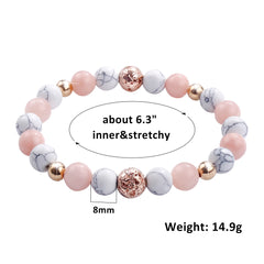 Rose Quartz Beaded Chakra Bracelet Gemstone Healing Crystal Jewelry